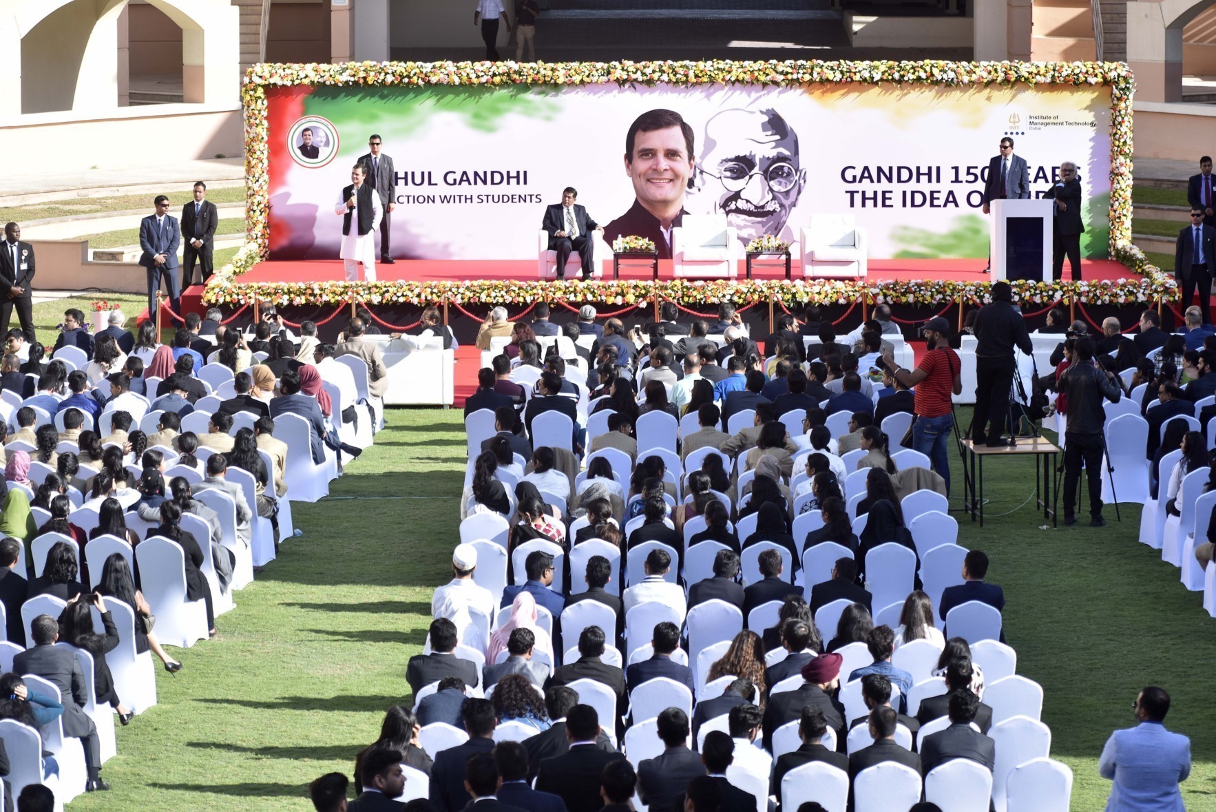Rahul Gandhi, President of the Indian National Congress, interacts with students at the Institute of Management Technology in Dubai International Academic City, Dubai on January 12th, 2019. Photo Clint Egbert/Gulf News