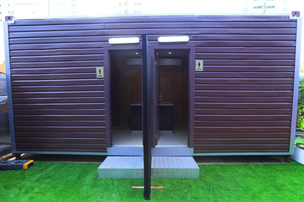 portable toilets with front view